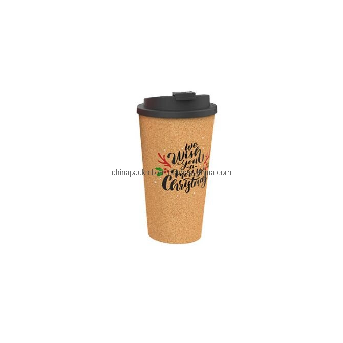 450ml Double Layer Cork Travel Mug with Silicone Lid