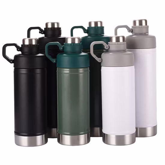 반사 미러 500ml 1000ml 표준 입 스테인레스 스틸 단일 벽 Damuge 마시는 스포츠 물병 금속 뚜껑이있는 캔틴
