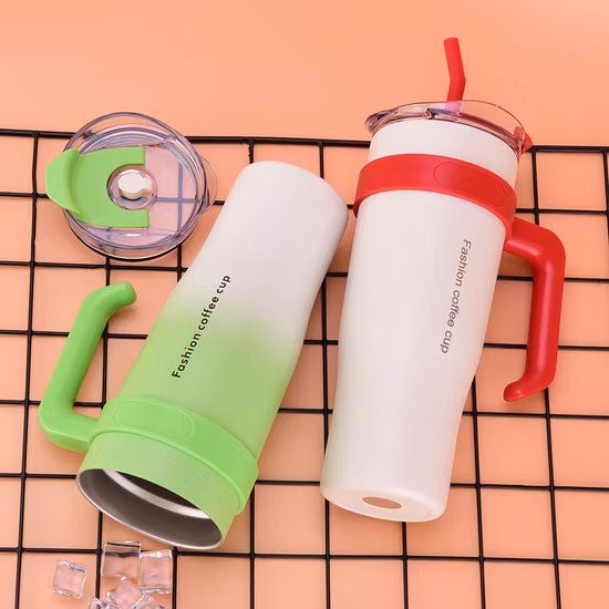 주문 로고 40oz 손잡이를 가진 진공에 의하여 격리되는 두 배 벽 커피 공이치기용수철 40 Oz 스테인리스 여행 찻잔